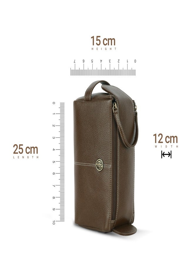 Hammonds Flycatcher Genuine Leather Toiletry Bag for Men and Women - Travel Organizer Pouch, Shaving Kit Bag for Men, Cosmetic Organizer Bag, Toiletry Pouch for Men with Multiple Pockets - Brushwood - Image 5